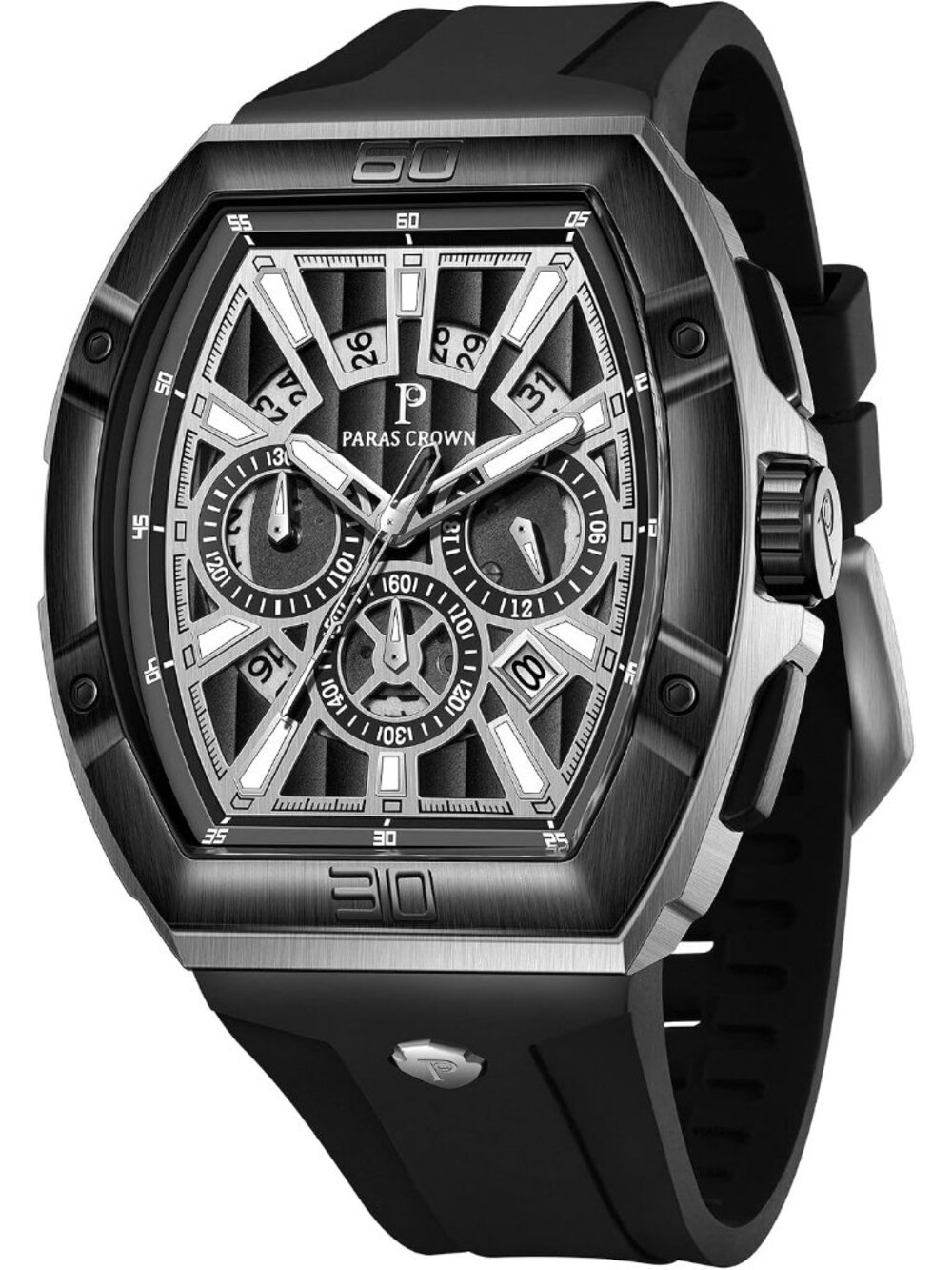 Men's Silver Fashion 5ATM Waterproof Quartz Luxury Chronograph Analog Watch